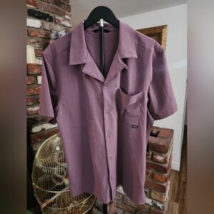 Legends Chief Camp Collar Purple Short Sleeve Button Down Shirt Men’s
